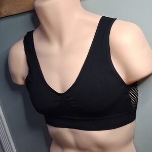 Sleek Black Mesh Sports Bra